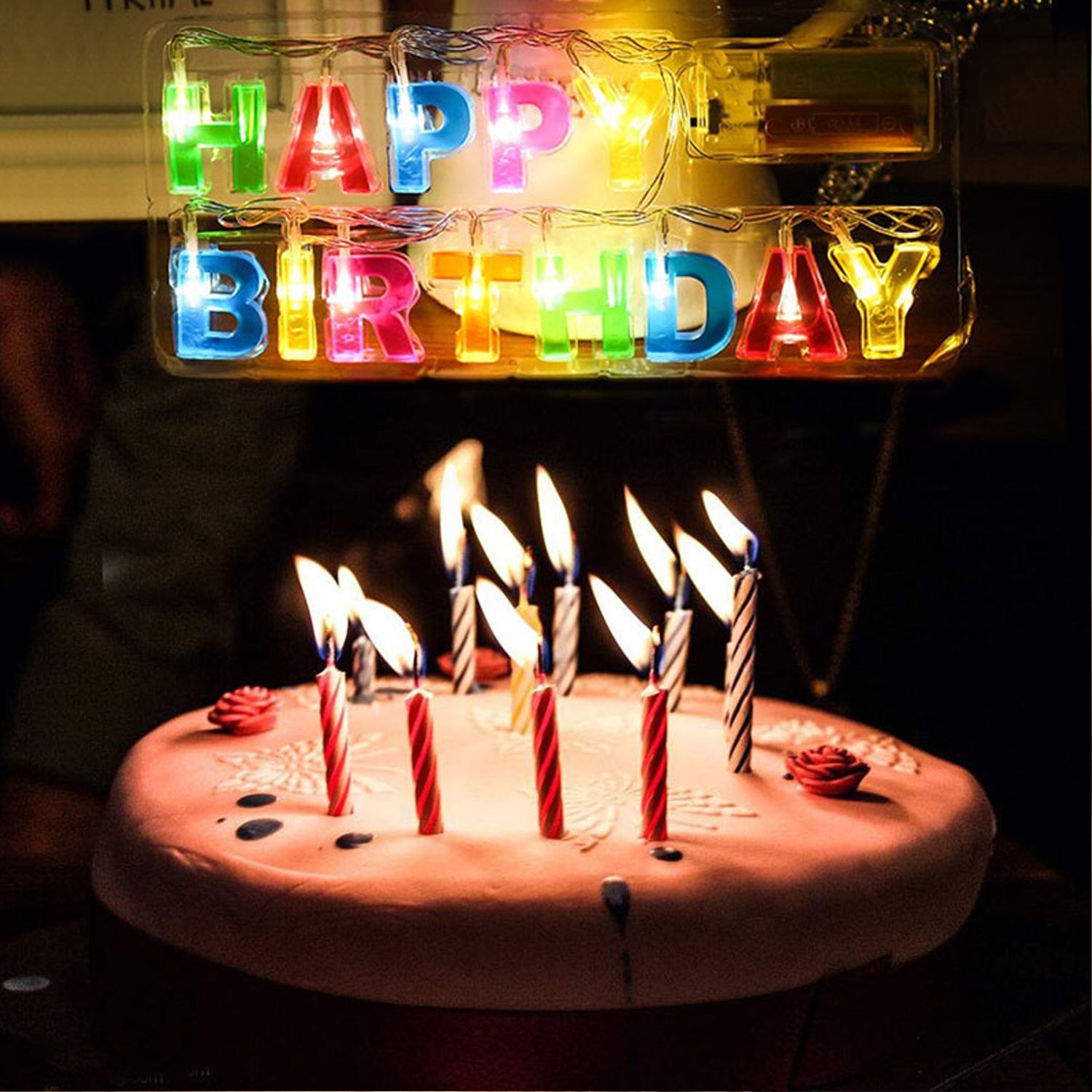 4815 Decoratives Plastic Happy Birthday 13 Led Letter Battery Operated String Lights Outdoor String Lights (Multicolour) 4815 Decoratives Plastic Happy Birthday 13 Led Letter Battery Operated String Lights Outdoor String Lights (Multicolour)